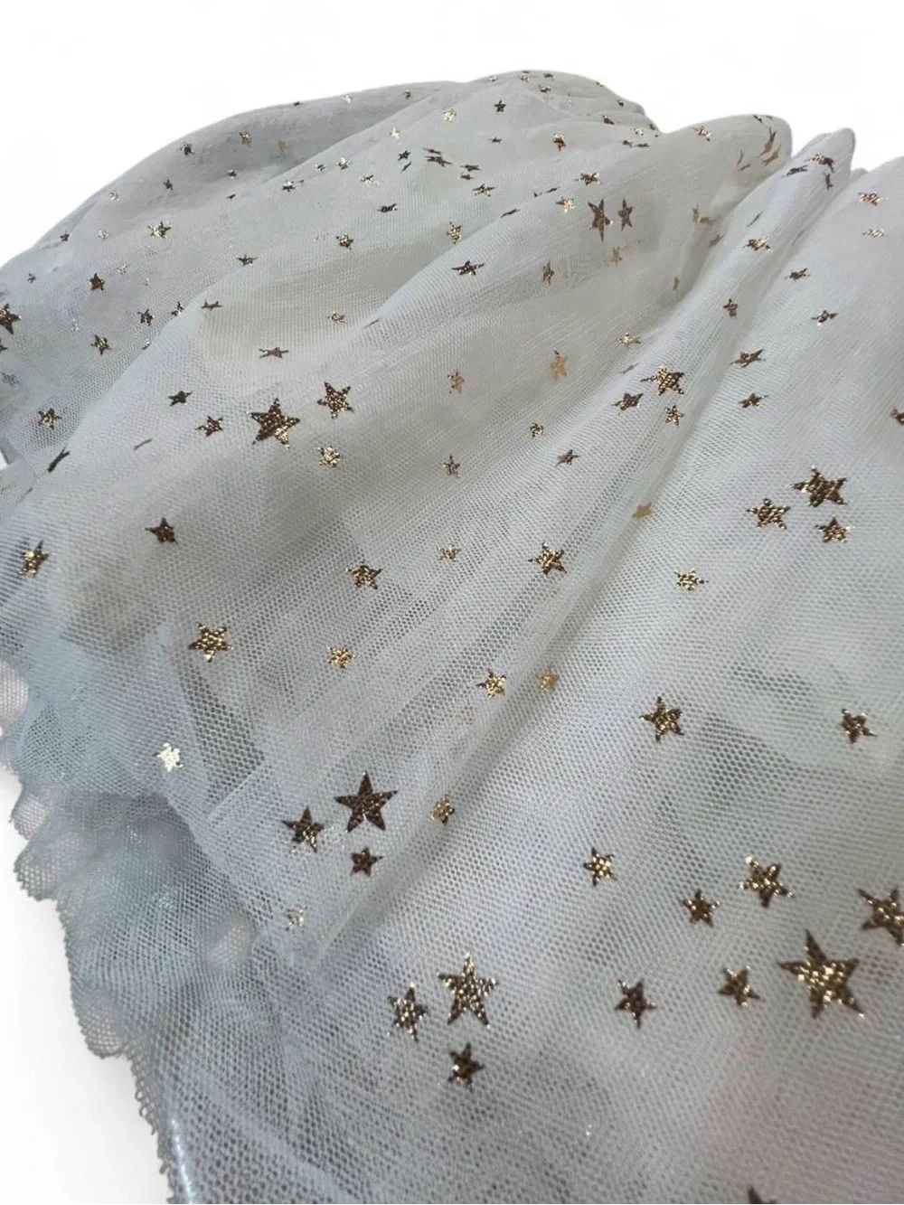 Denim Bib Tulle Dress with Gold Star Detail